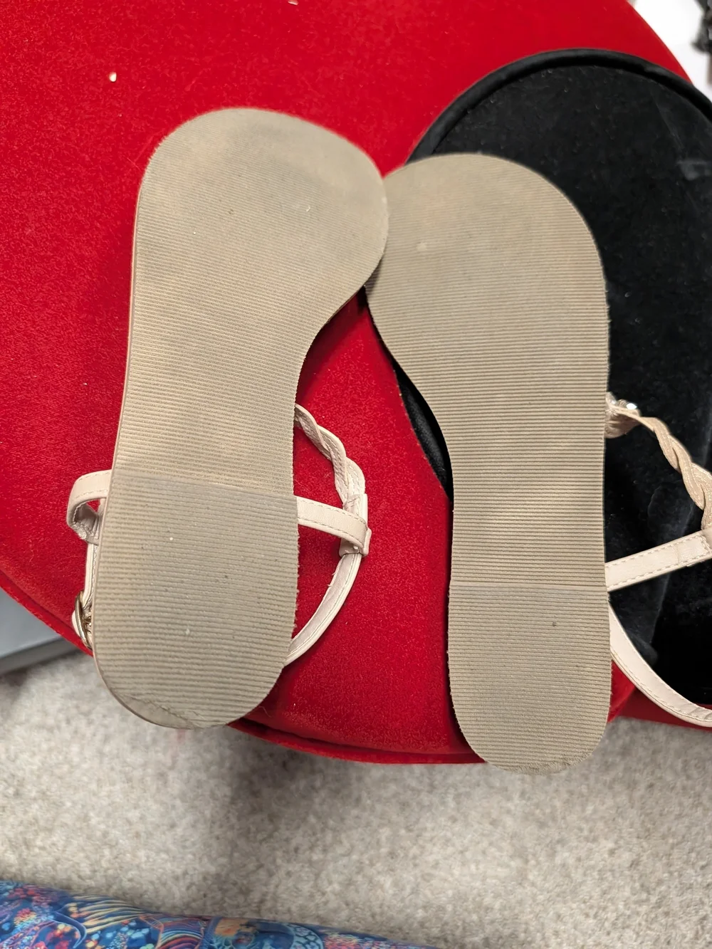 Yellow Box Nude Crystal Beaded T-Strap Sandals. 8.5 - Picture 3 of 3